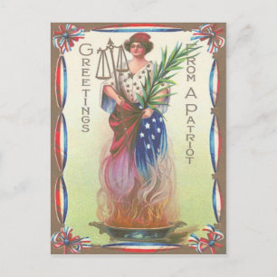 Lady Liberty Eternal Flame Scales of Justice Postcard