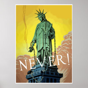Lady Liberty In Chains -- Never -- Border Poster
