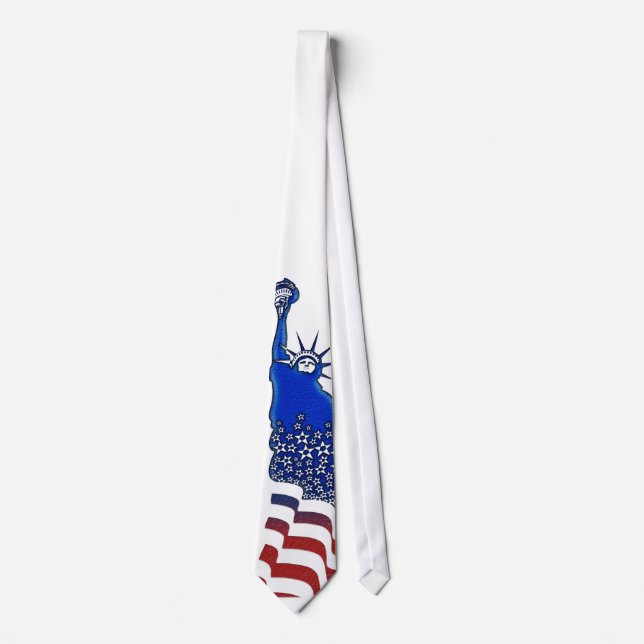 Lady  Liberty in red, white and blue graphic image Tie (Front)