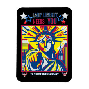 Lady Liberty Needs YOU! Black BG fight oligarchy Magnet