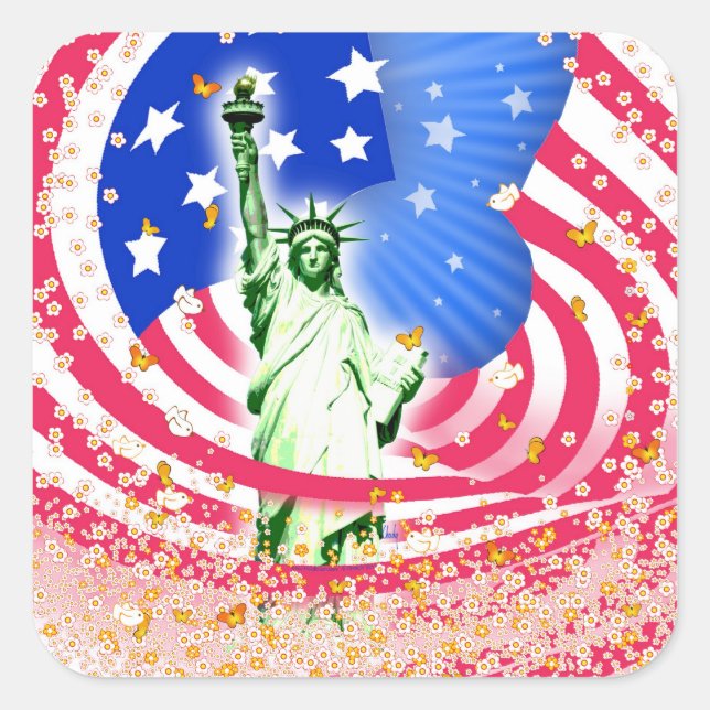 Lady Liberty, New York Square Sticker (Front)