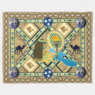 "Lady Liberty of the Nile" Camel Crossing Fleece Blanket