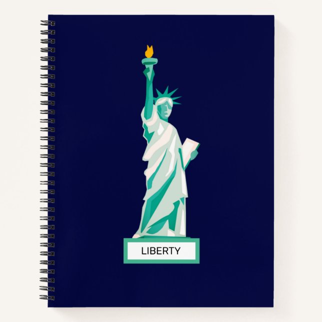 Lady Liberty on Navy Blue Notebook (Front)