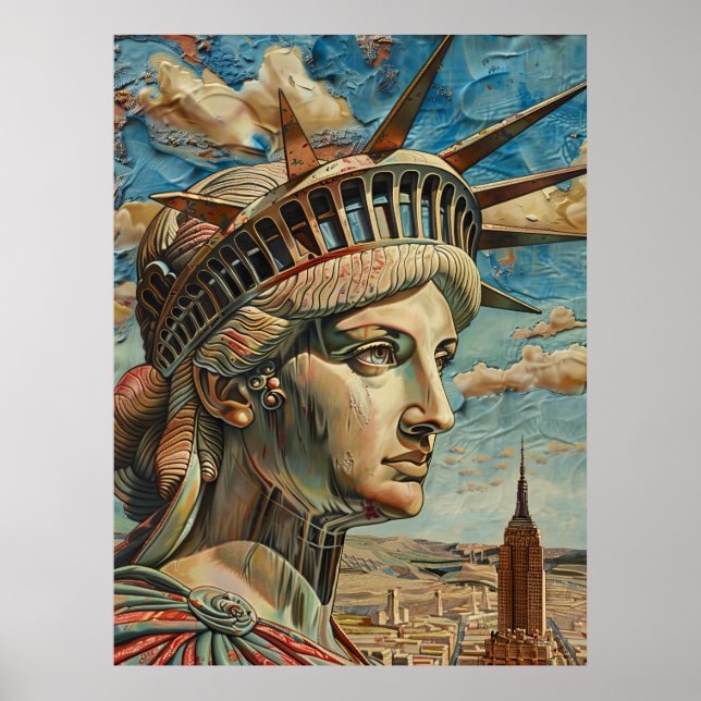 Lady Liberty Painting in Baroque Style Poster (Front)