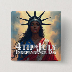 Lady Liberty Reimagined – A New Face of Freedom 15 Cm Square Badge