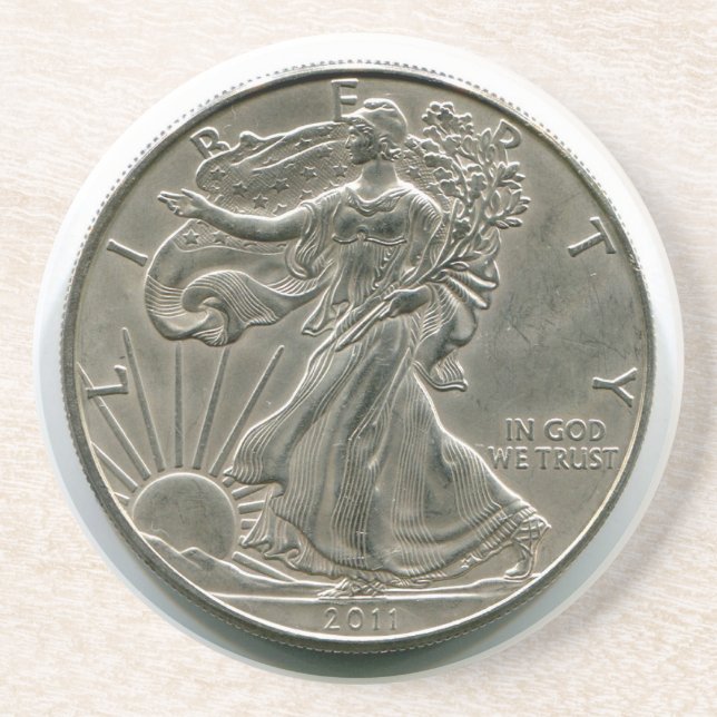 Lady Liberty Silver Dollar Coaster (Front)