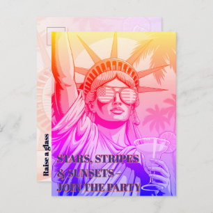 Lady Liberty Toasts the 250th—Party Invite Postcard