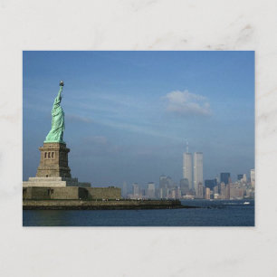 Lady Liberty & Twin Towers World Trade Centre NYC Postcard