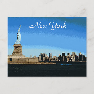 Lady Liberty Watches Over NYC (Art Version) Postcard