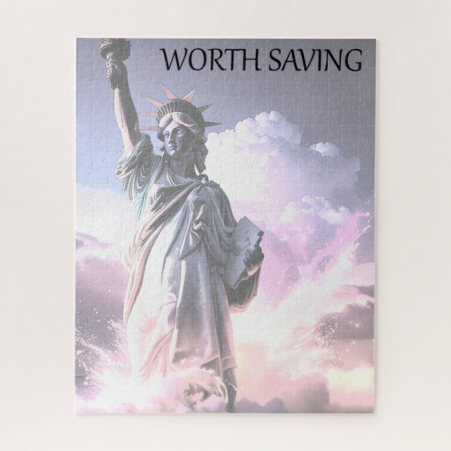 Lady Liberty Worth Saving Democracy Political Jigsaw Puzzle (Vertical)