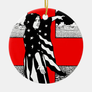 Lady Liberty WWI US Patriotic Poster 1918 Ceramic Ornament
