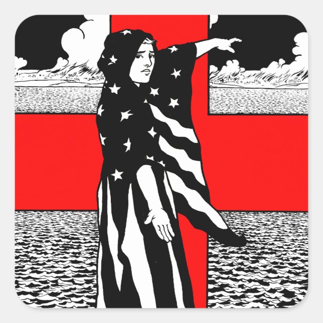 Lady Liberty WWI US Patriotic Poster 1918 Square Sticker (Front)