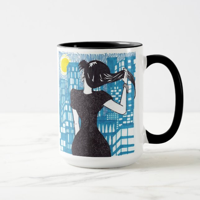 Lady looking at the city mug (Right)