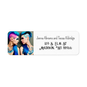 Lady Love   LGBTQ+  Couple AI Art Return Address Label