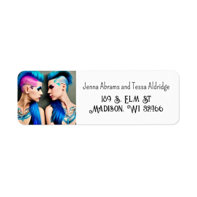 Lady Love | LGBTQ+  Couple AI Art Return Address Label (Front)