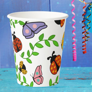 Lady Lovebug and Butterflies Party Paper Cups