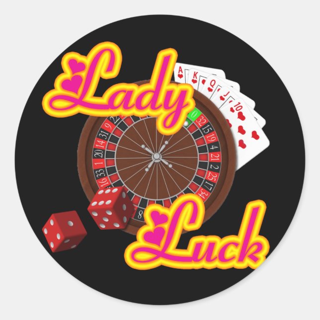 LADY LUCK CLASSIC ROUND STICKER (Front)
