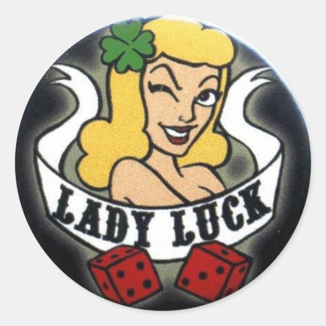 Lady Luck Classic Round Sticker (Front)