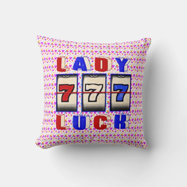 Lady Luck Slots Throw Pillow (Front)