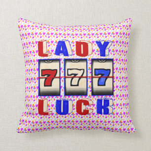 Lady Luck Slots Throw Pillow