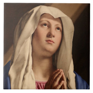 Lady Madonna Praying (Virgin Mary) (Christian Art) Ceramic Tile