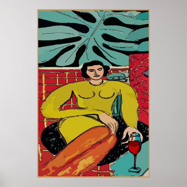 Lady Matisse with Red Wine Poster (Front)