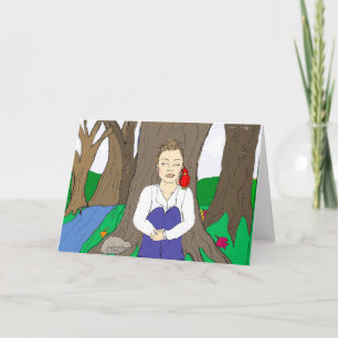 Lady Meditating in the Forest by a Tree Card