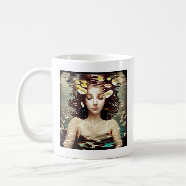 Lady Meditating under Water | Inner Peace Coffee Mug (Left)
