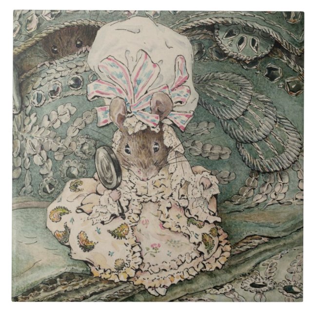 Lady Mouse in a Mob Cap (by Beatrix Potter) Ceramic Tile (Front)