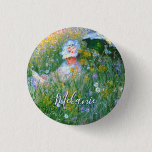 Lady of Claude Monet Painting Dans La Prairie 3 Cm Round Badge
