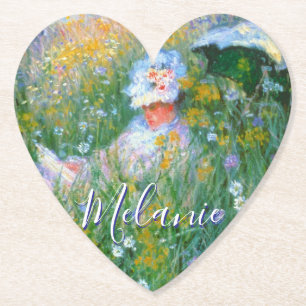 Lady of Claude Monet Painting Dans La Prairie Paper Coaster