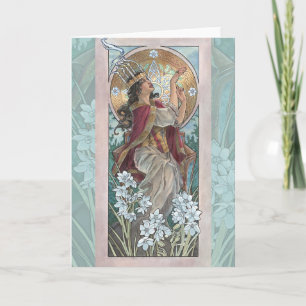 Lady of December Art Nouveau Birthstone Series Holiday Card