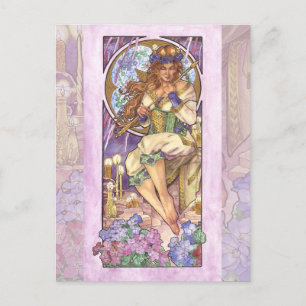 Lady of February Art Nouveau Birthstone Series Postcard