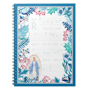 Lady of Grace   Blue Floral   Gregorian Chant Notebook