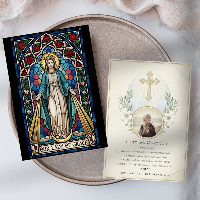 Lady of Grace Religious Catholic Funeral Prayer Card (Lady of Grace Religious Catholic Funeral Prayer Card)