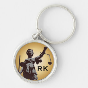 Lady of Justice with scales with monogram Key Ring