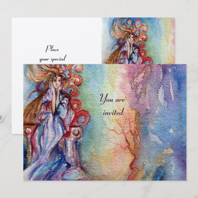 LADY OF LAKE pink purple ble white champagne Invitation (Front/Back)