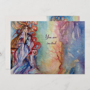 LADY OF LAKE pink purple ble white champagne Invitation