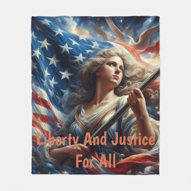 Lady Of Liberty - Patriotism Art Fleece Blanket (Front)