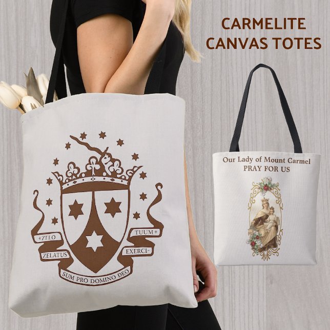 Lady of Mount Carmel with Shield Coat of Arms Tote Bag (Creator Uploaded)