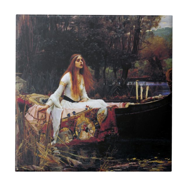 Lady Of Shallot on Boat Waterhouse Art Tile (Front)