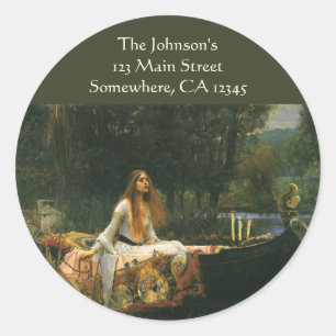 Lady of Shalott On Boat by John William Waterhouse Classic Round Sticker