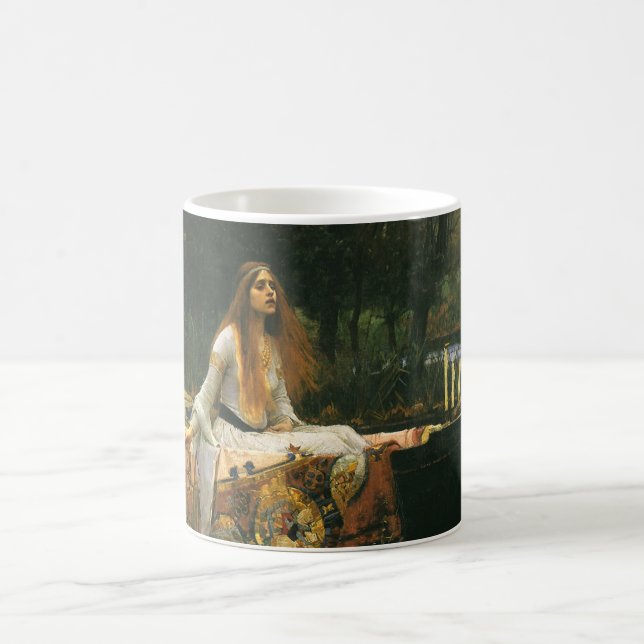 Lady of Shalott On Boat by John William Waterhouse Coffee Mug (Center)