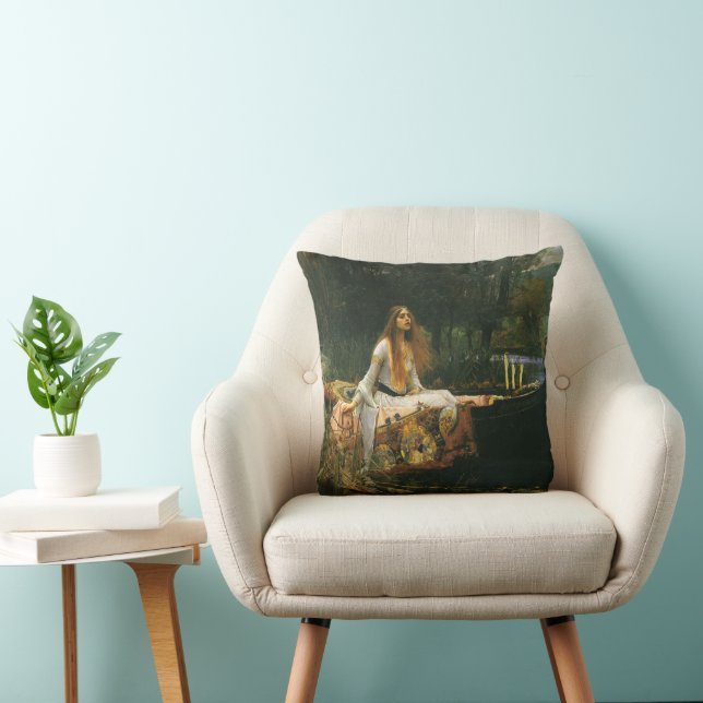 Lady of Shalott On Boat by John William Waterhouse Cushion (Chair)