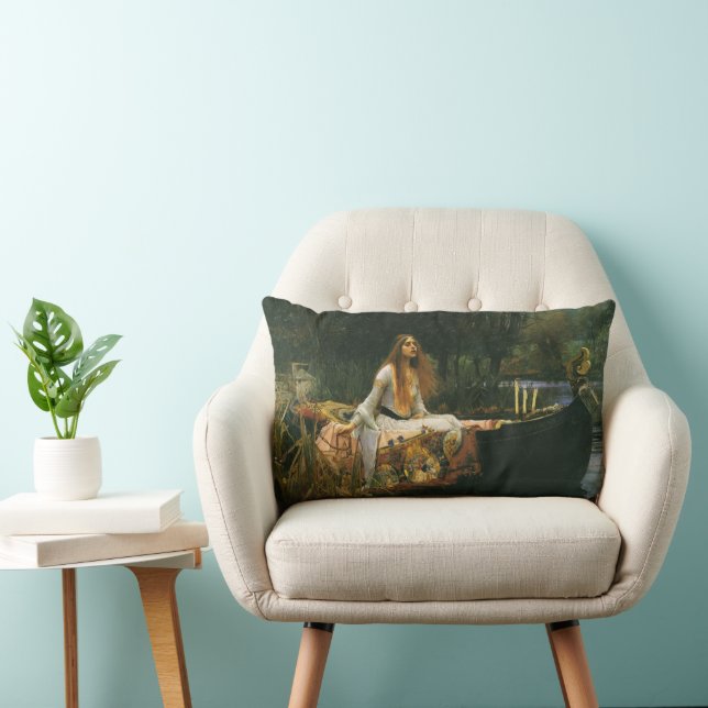 Lady of Shalott On Boat by John William Waterhouse Lumbar Cushion (Chair)