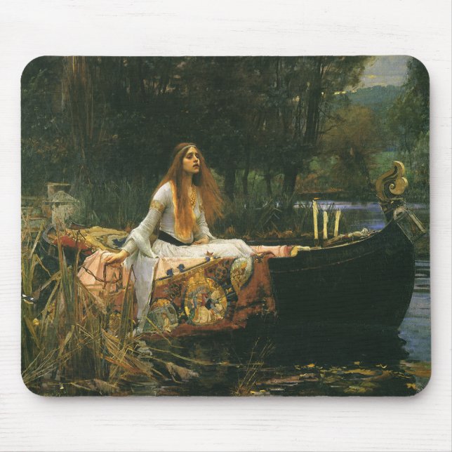 Lady of Shalott On Boat by John William Waterhouse Mouse Pad (Front)