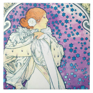 Lady of the Camelias, Alphonse Mucha Ceramic Tile