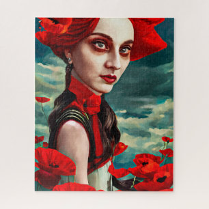 Lady of the Poppy Flowers fantasy original Art  Jigsaw Puzzle