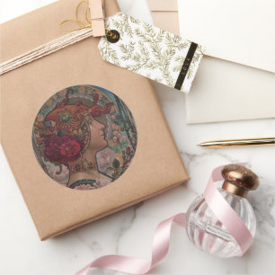 Lady of the roses classic round sticker