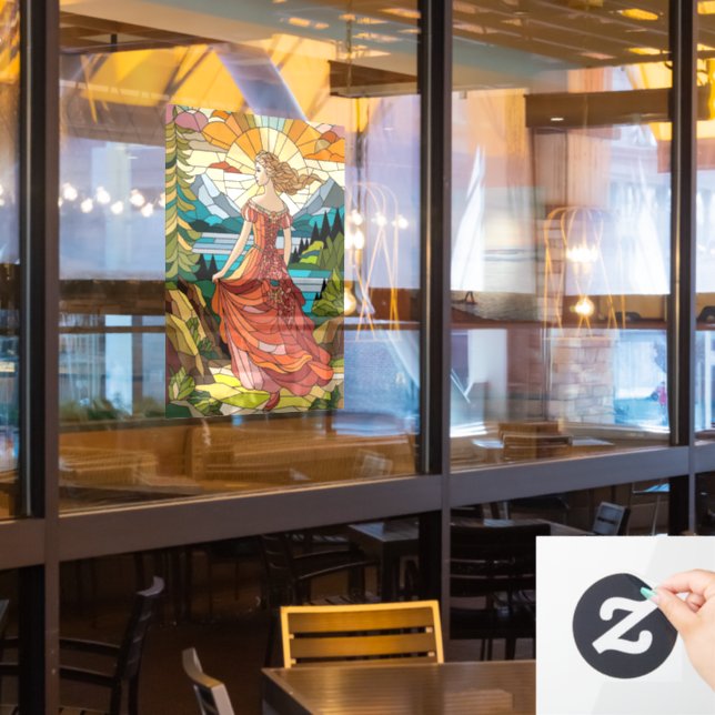 Lady of the Scenic Vista: Stained Glass Elegance A (Restaurant Window)